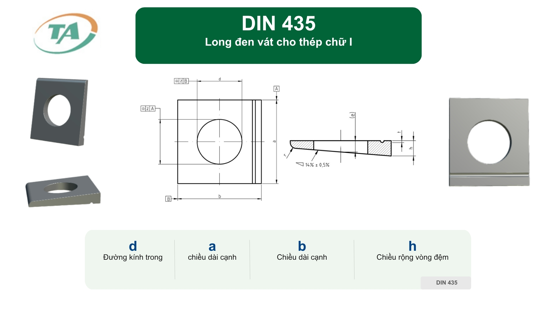 DIN 435 - Long đen vát cho thép chữ I 2