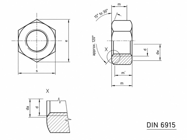 DIN 6915 - Đai ốc cường độ cao kết cấu thép