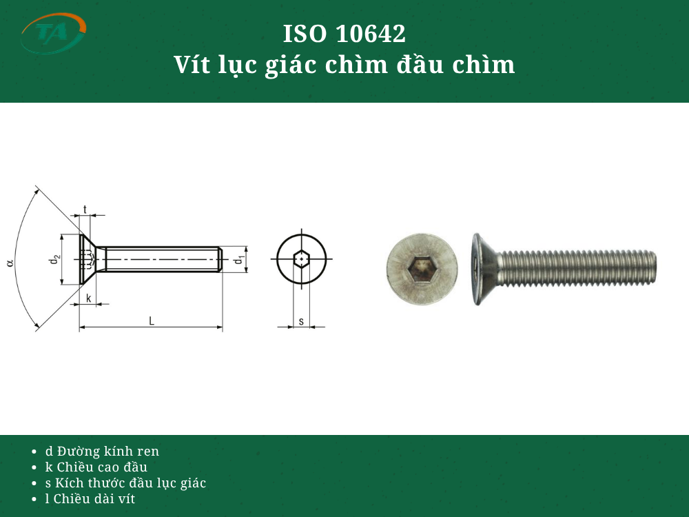 Giới thiệu ISO 10642 Vít lục giác chìm đầu chìm