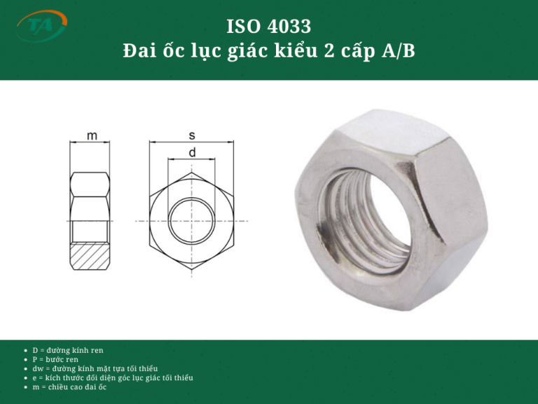 ISO 4034 - Đai ốc lục giác cấp C